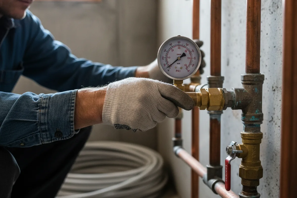 Pressure testing a repaired line during Water Line Repair in Dayville